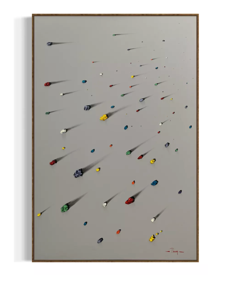 Obra minimalista: niebla de meteoritos