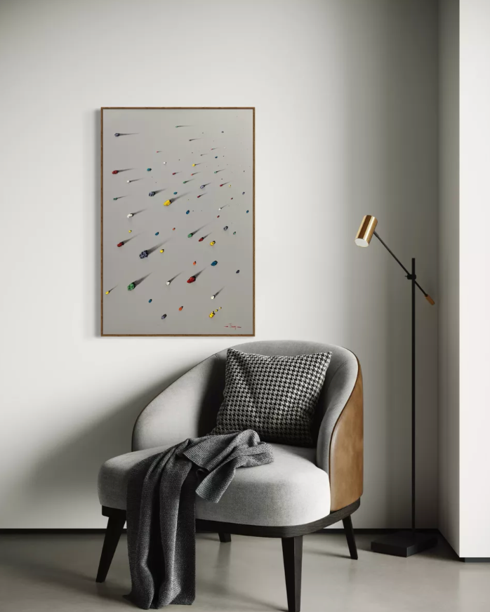Obra minimalista: niebla de meteoritos