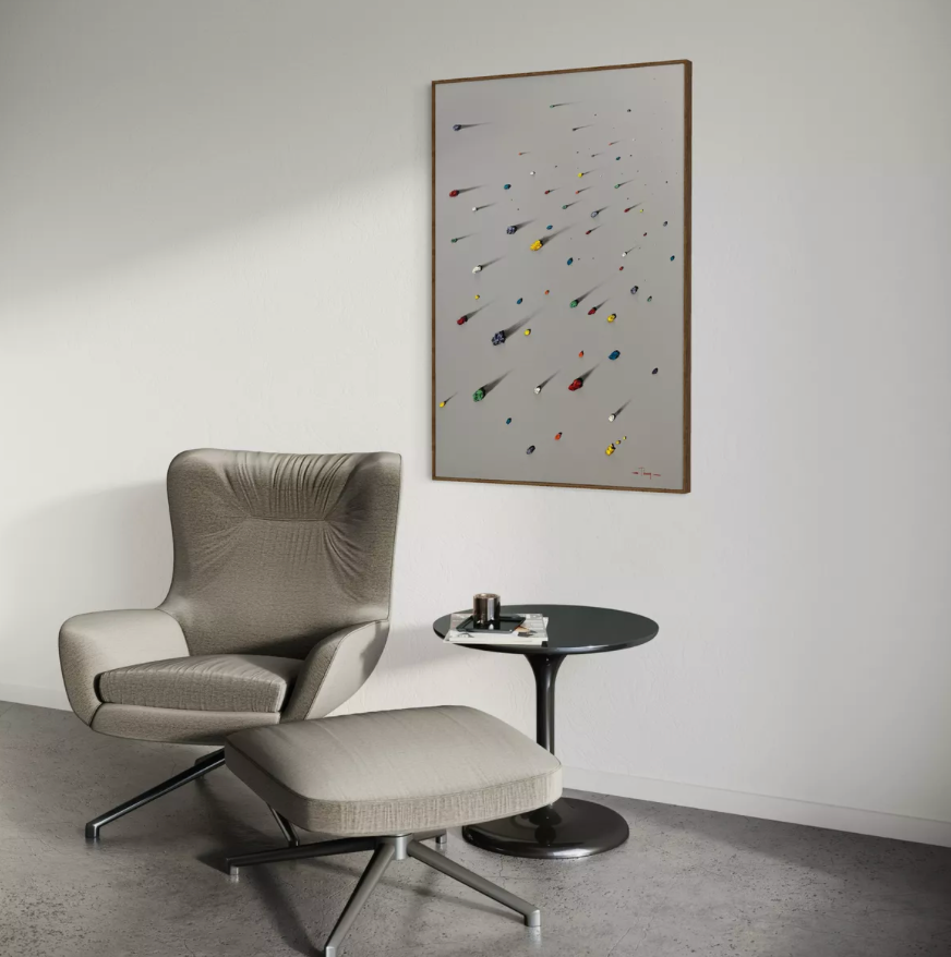 Obra minimalista: niebla de meteoritos