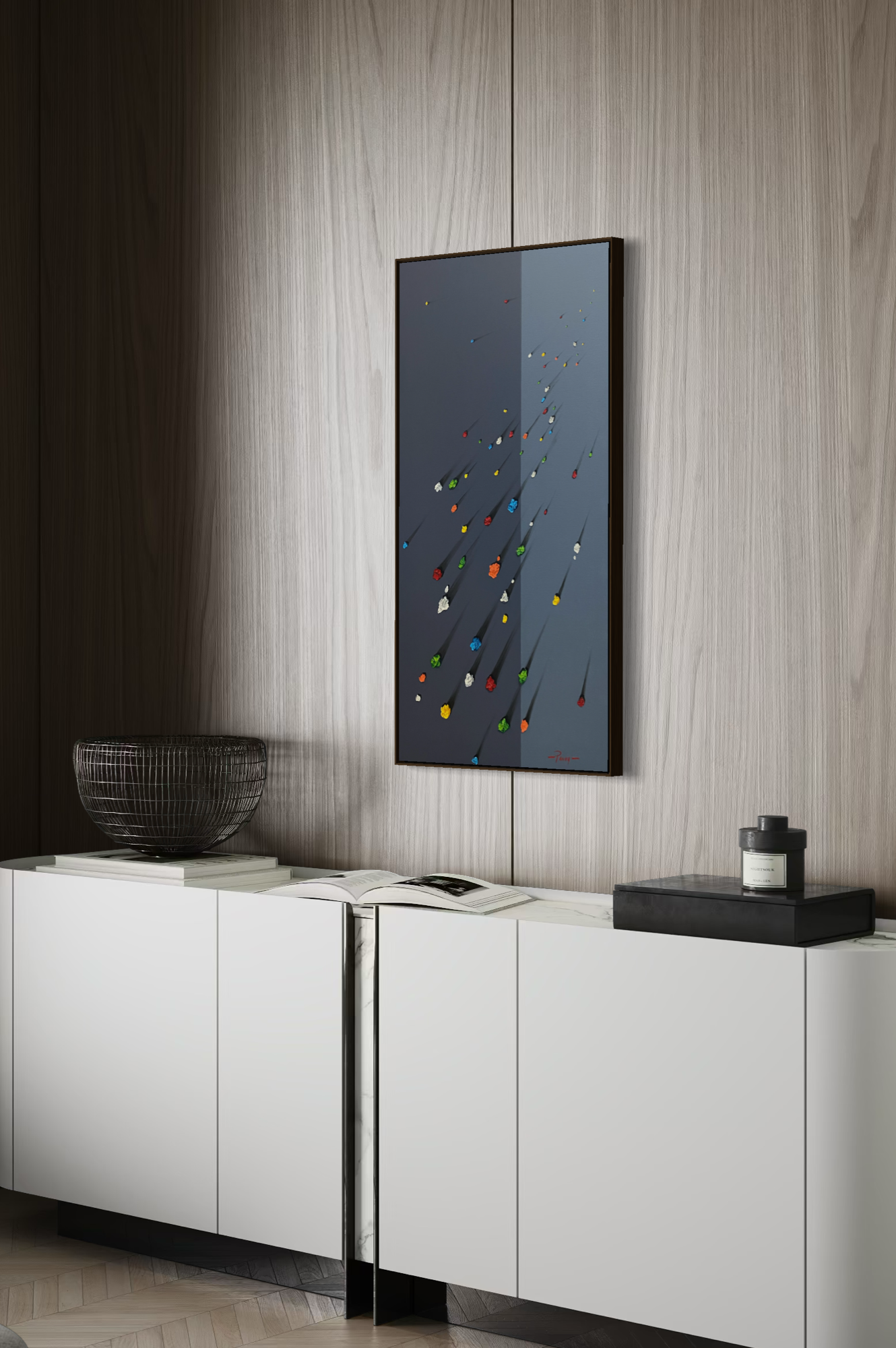 Obra de Arte Minimalista - Meteoritos - Azul Escuro