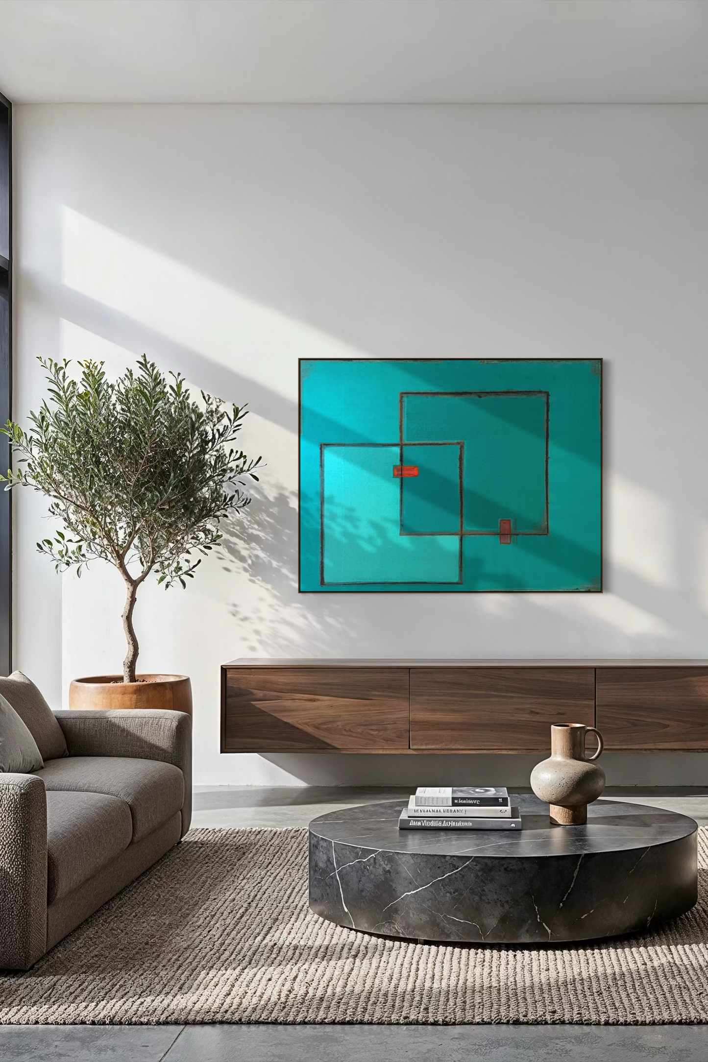 Obra de Arte Abstrata - Teal Shapes