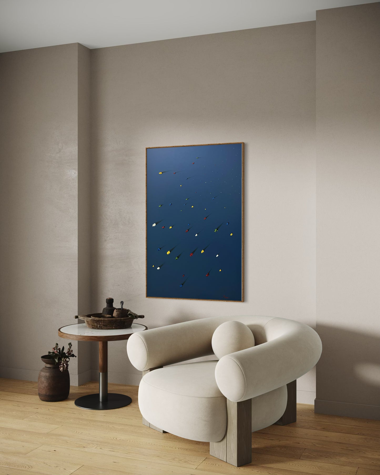 Obra de Arte Minimalista - Meteoritos Chuva