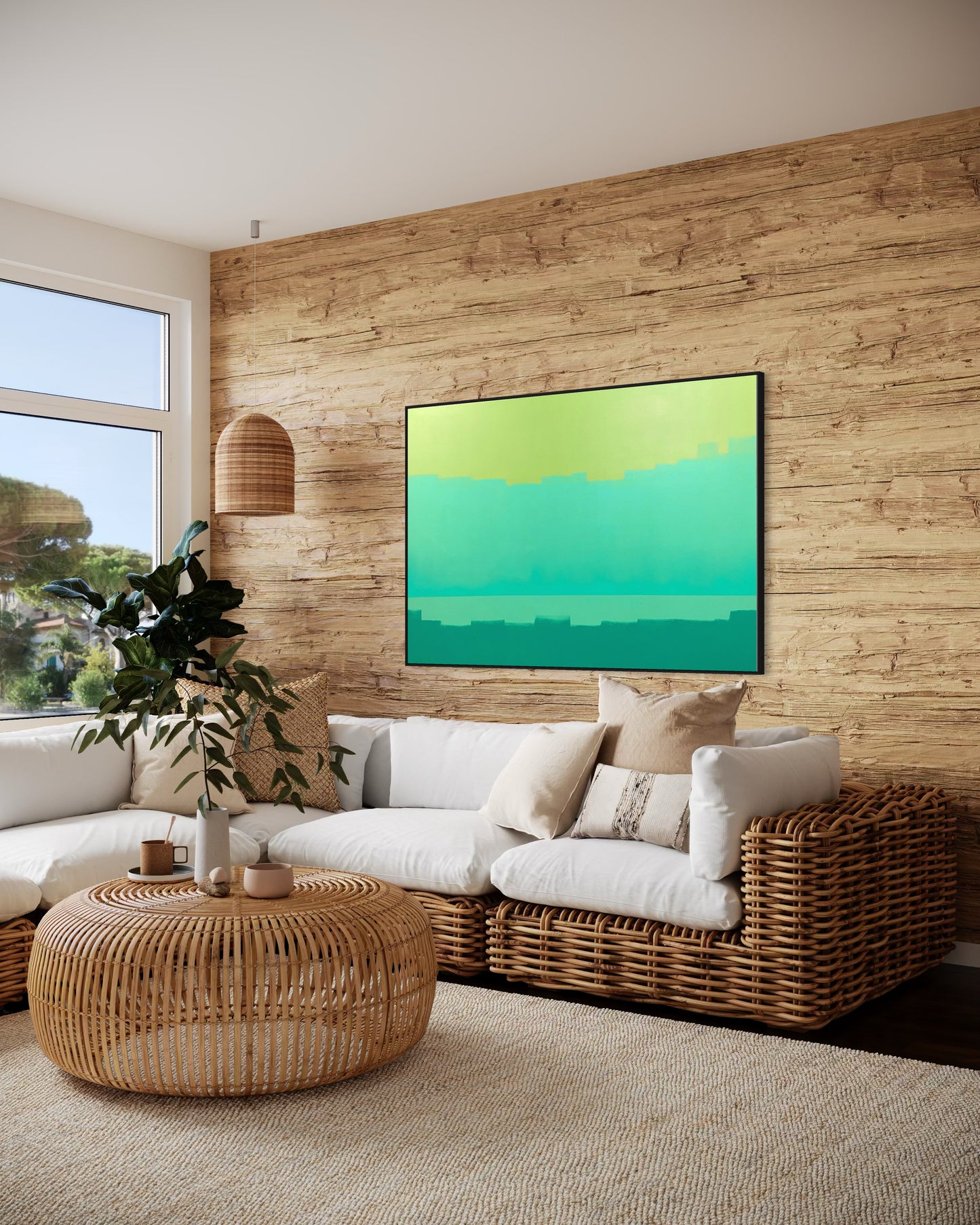 Obra De Arte Abstrata - Horizon Colors Green