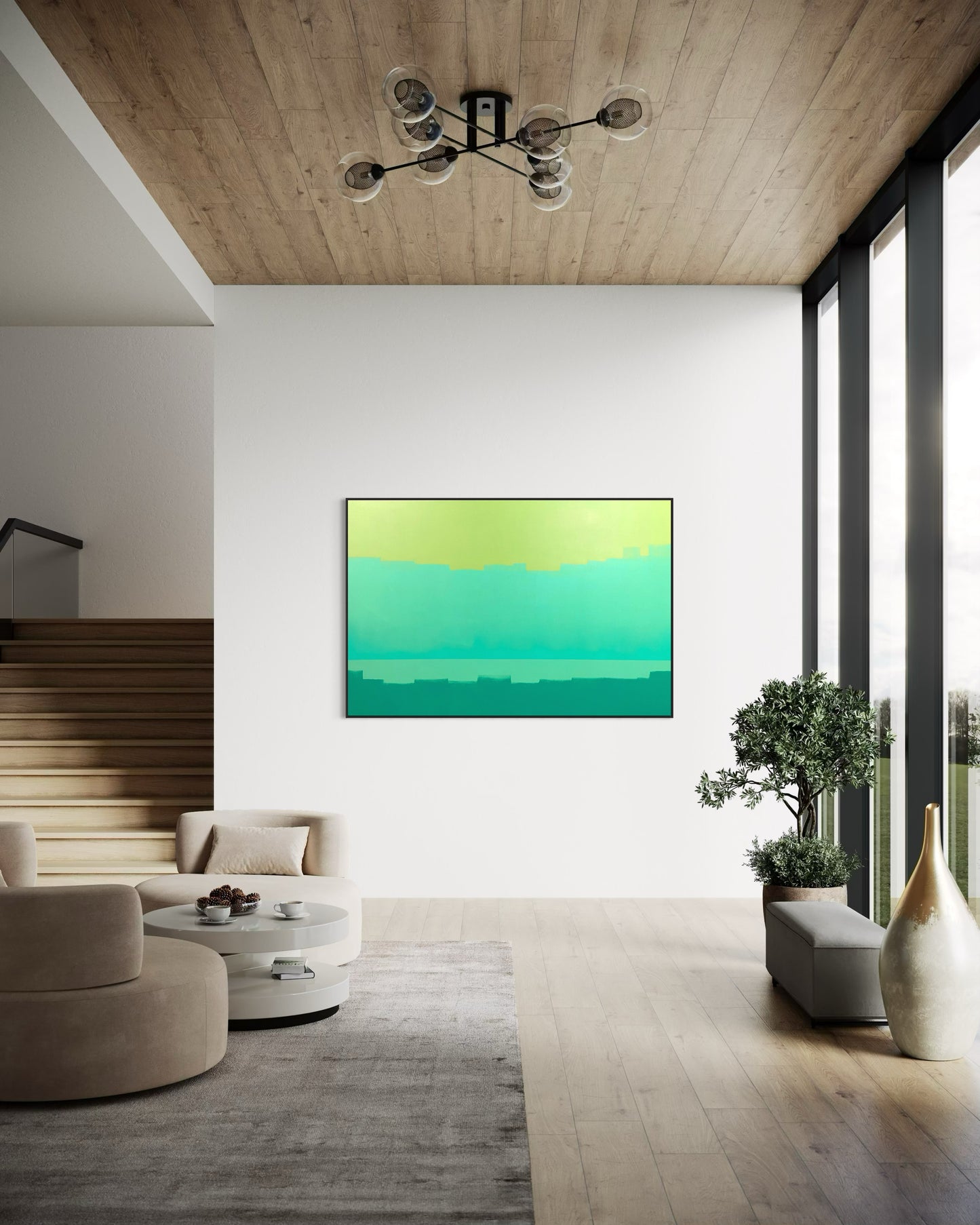 Obra De Arte Abstrata - Horizon Colors Green
