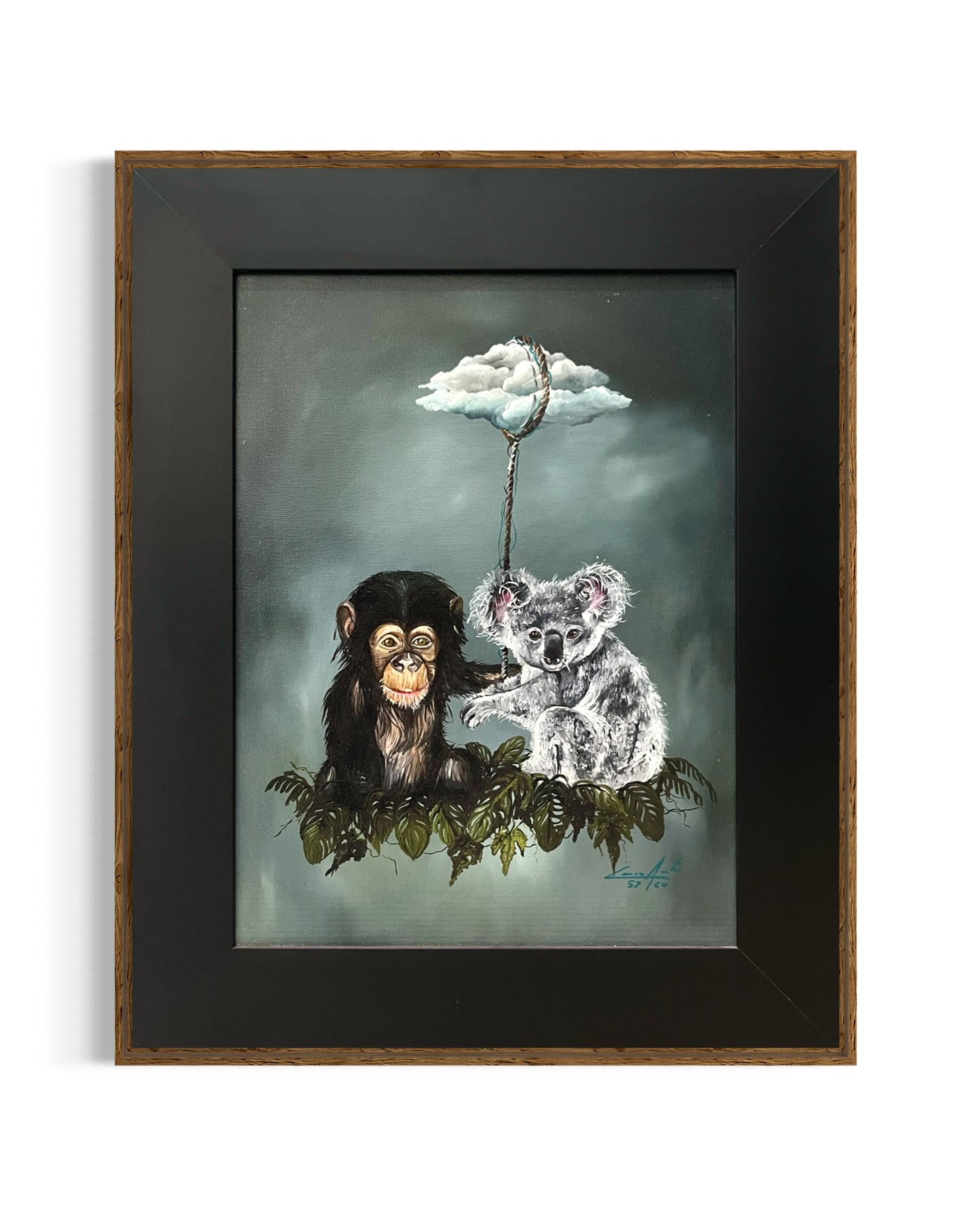 Obra De Arte Surrealista - Série Amigos - Macaco & Panda