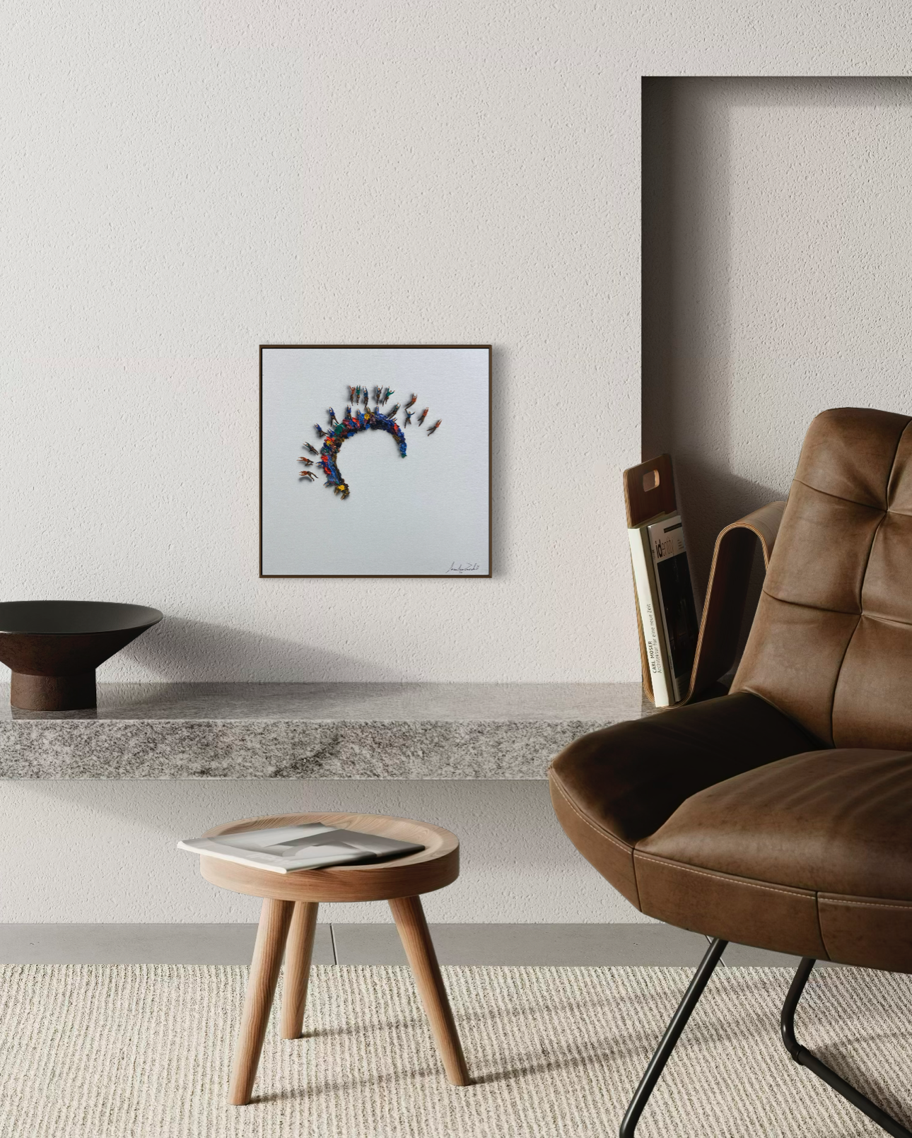 Obra de arte minimalista: racimos de corazones