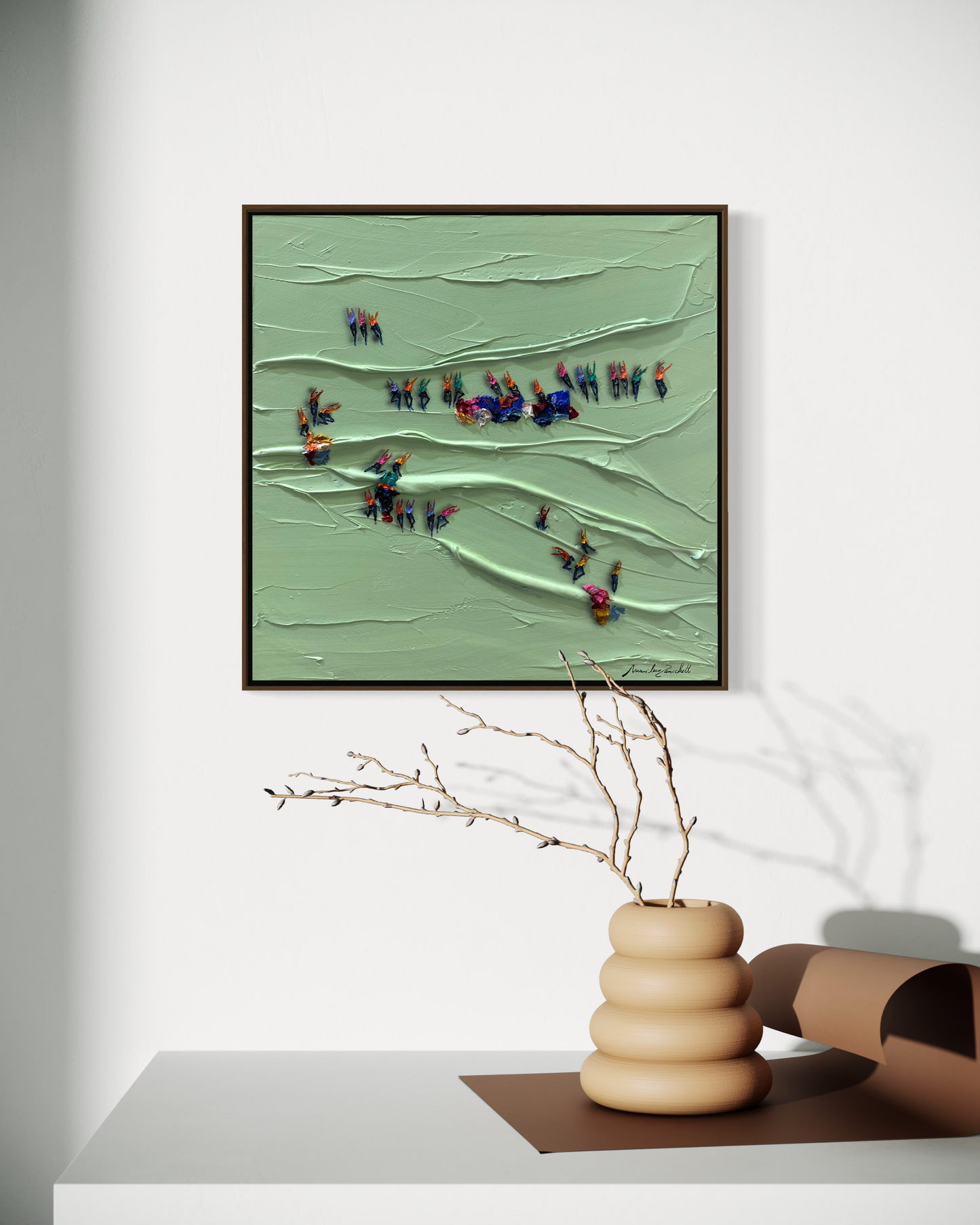 Obra De Arte Minimalista - Aglomerados - Verde I