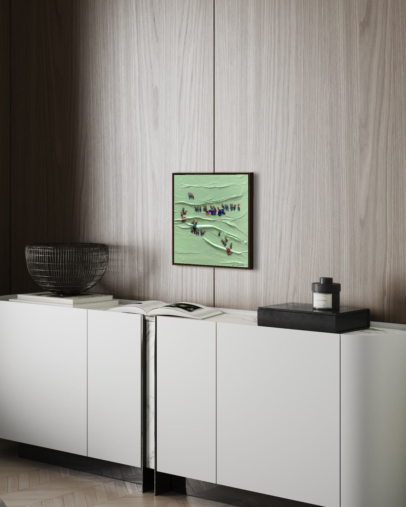 Obra De Arte Minimalista - Aglomerados - Verde I