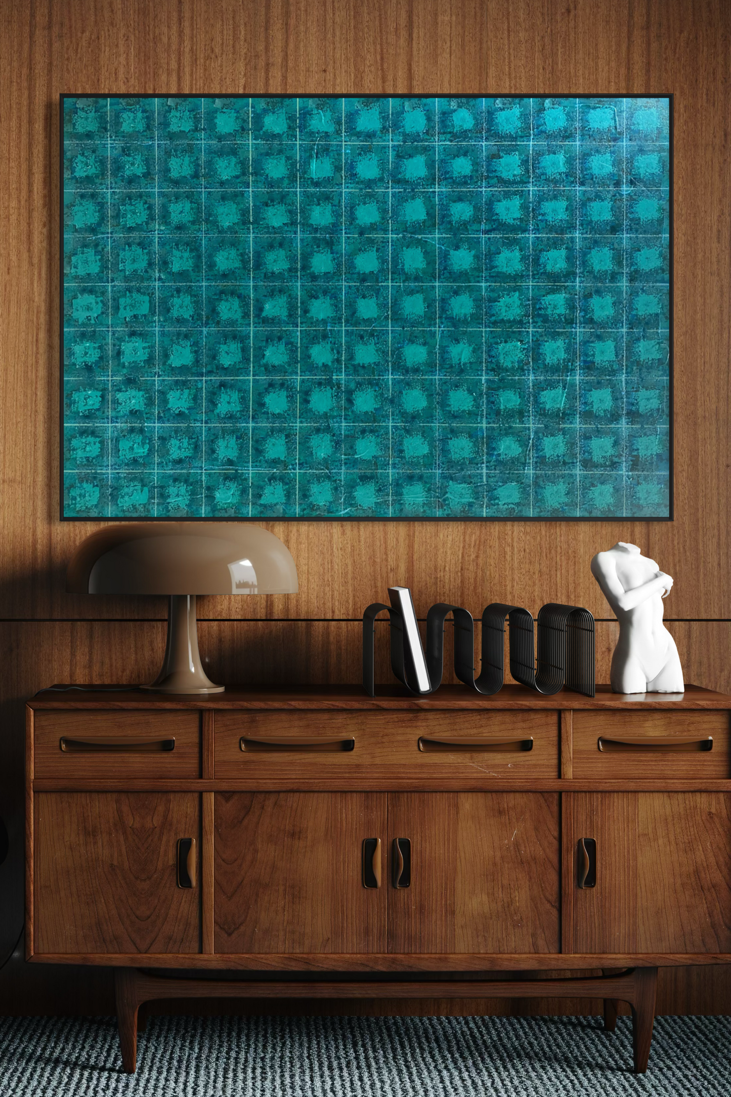 Obra de Arte Abstrata - Ladrilhos - Aqua