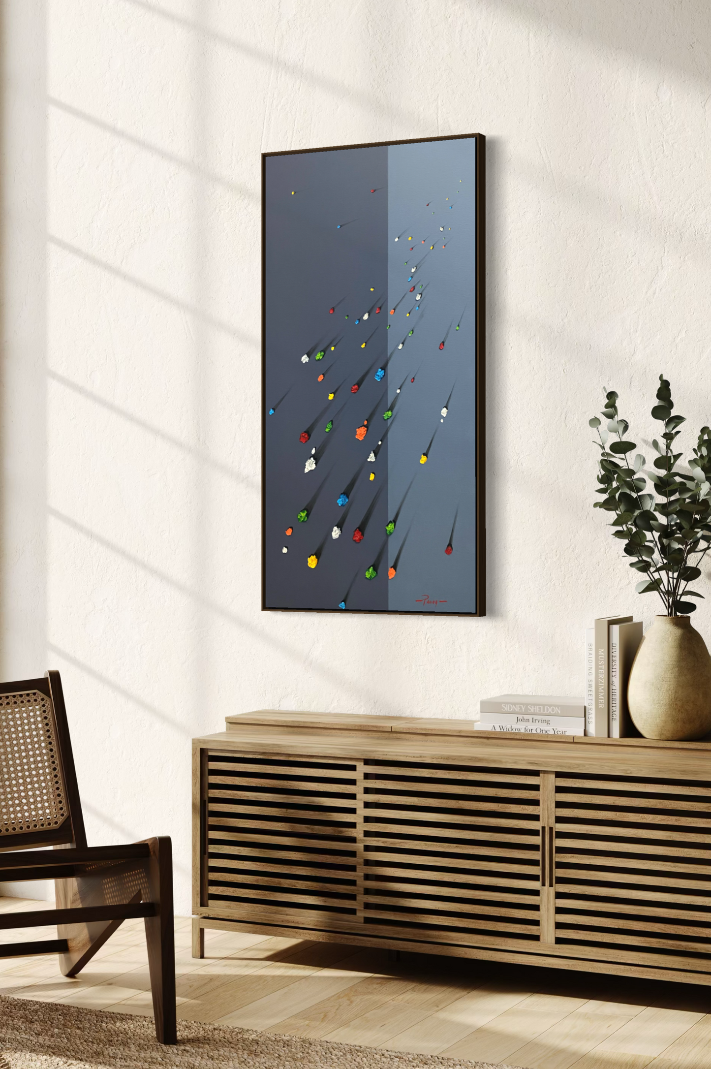 Obra de Arte Minimalista - Meteoritos - Azul Escuro
