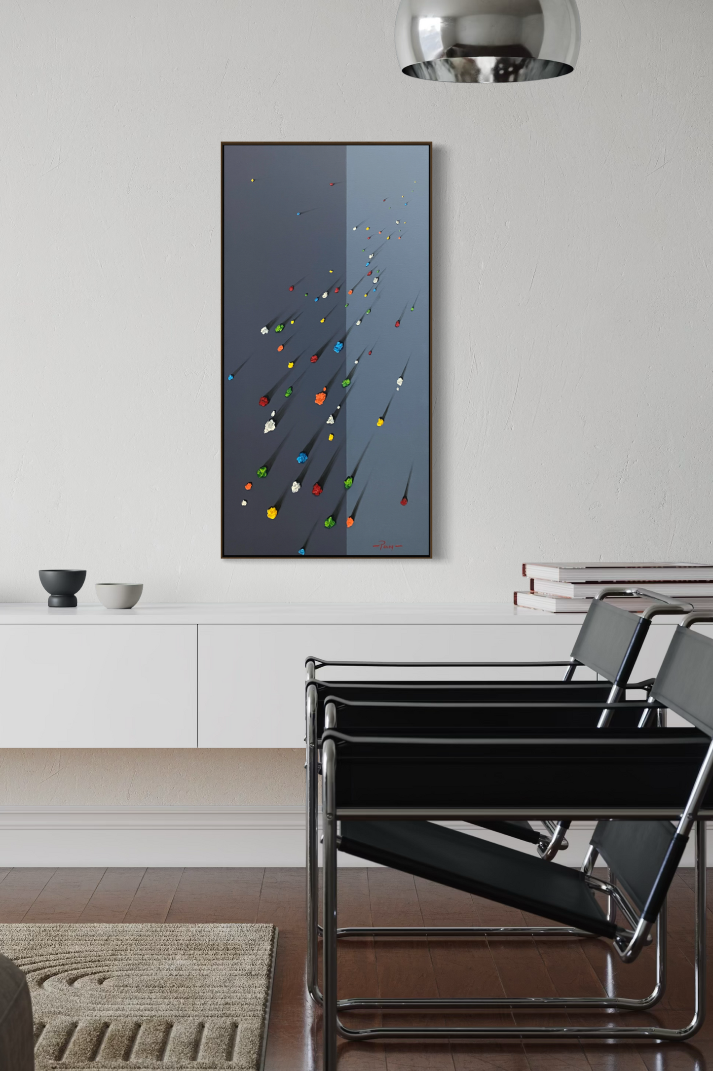 Obra de Arte Minimalista - Meteoritos - Azul Escuro