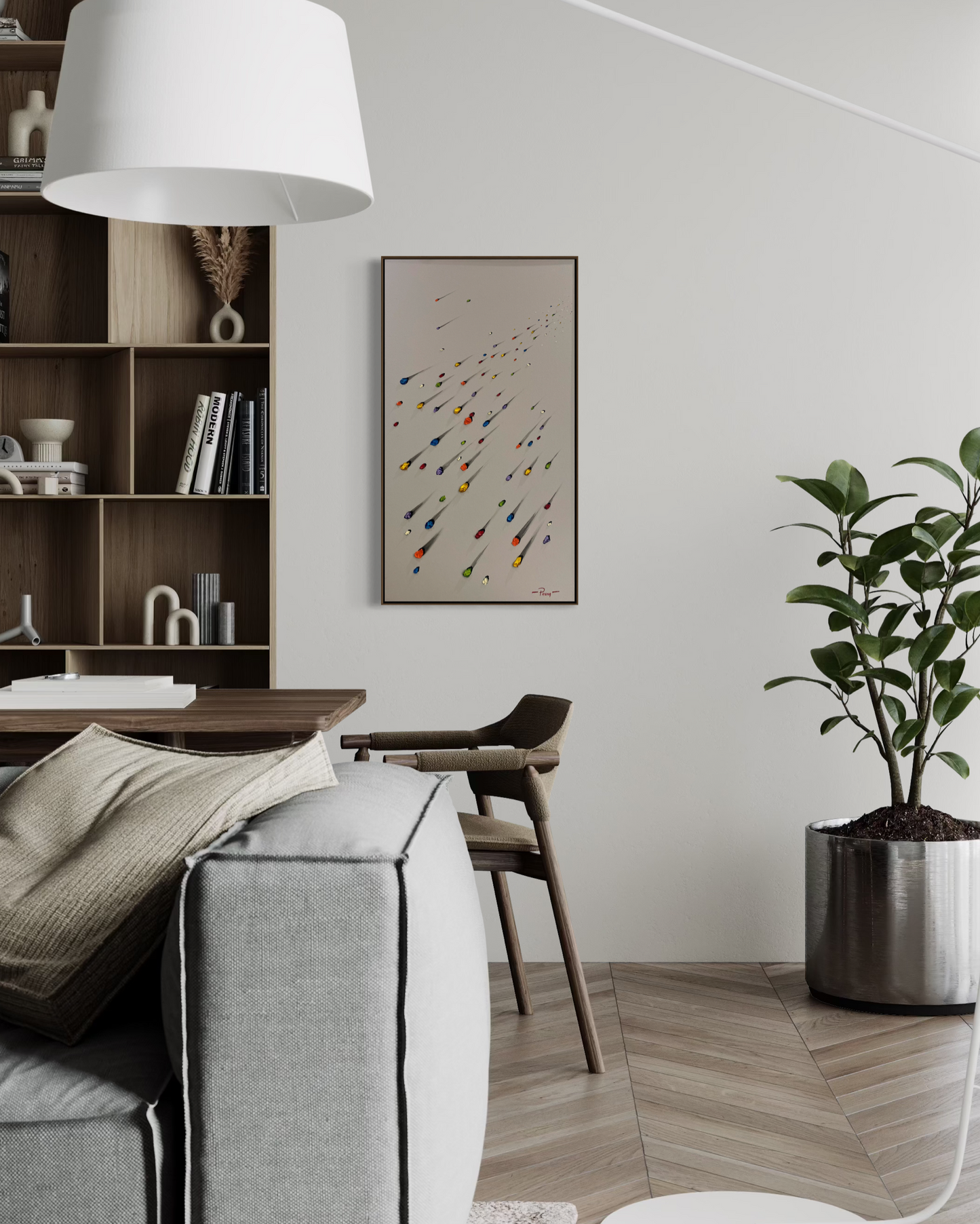 Obra de Arte Minimalista - Meteoritos cinza