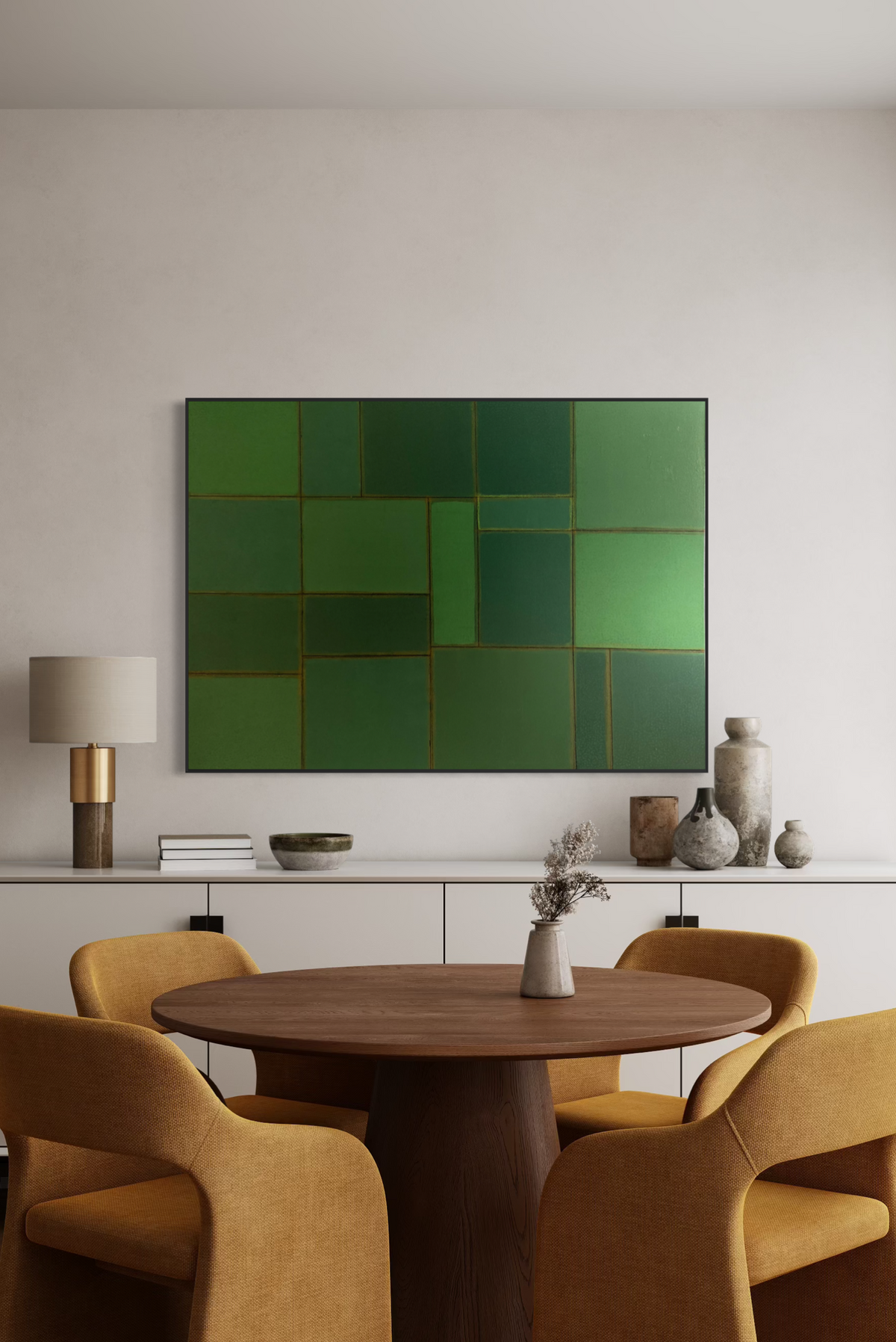 Obra de Arte Abstrata - Ladrilhos - Musgo