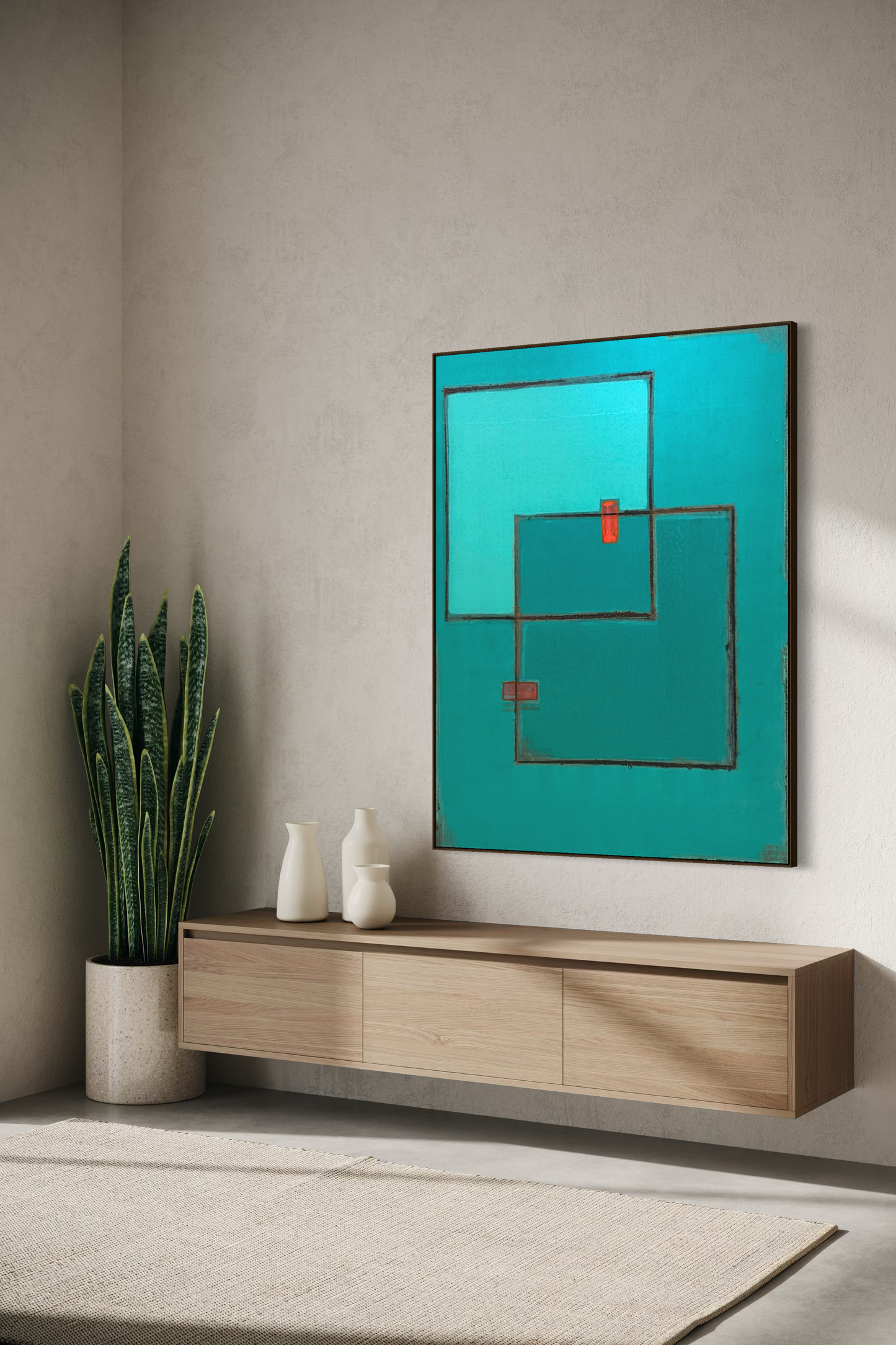 Obra de Arte Abstrata - Teal Shapes