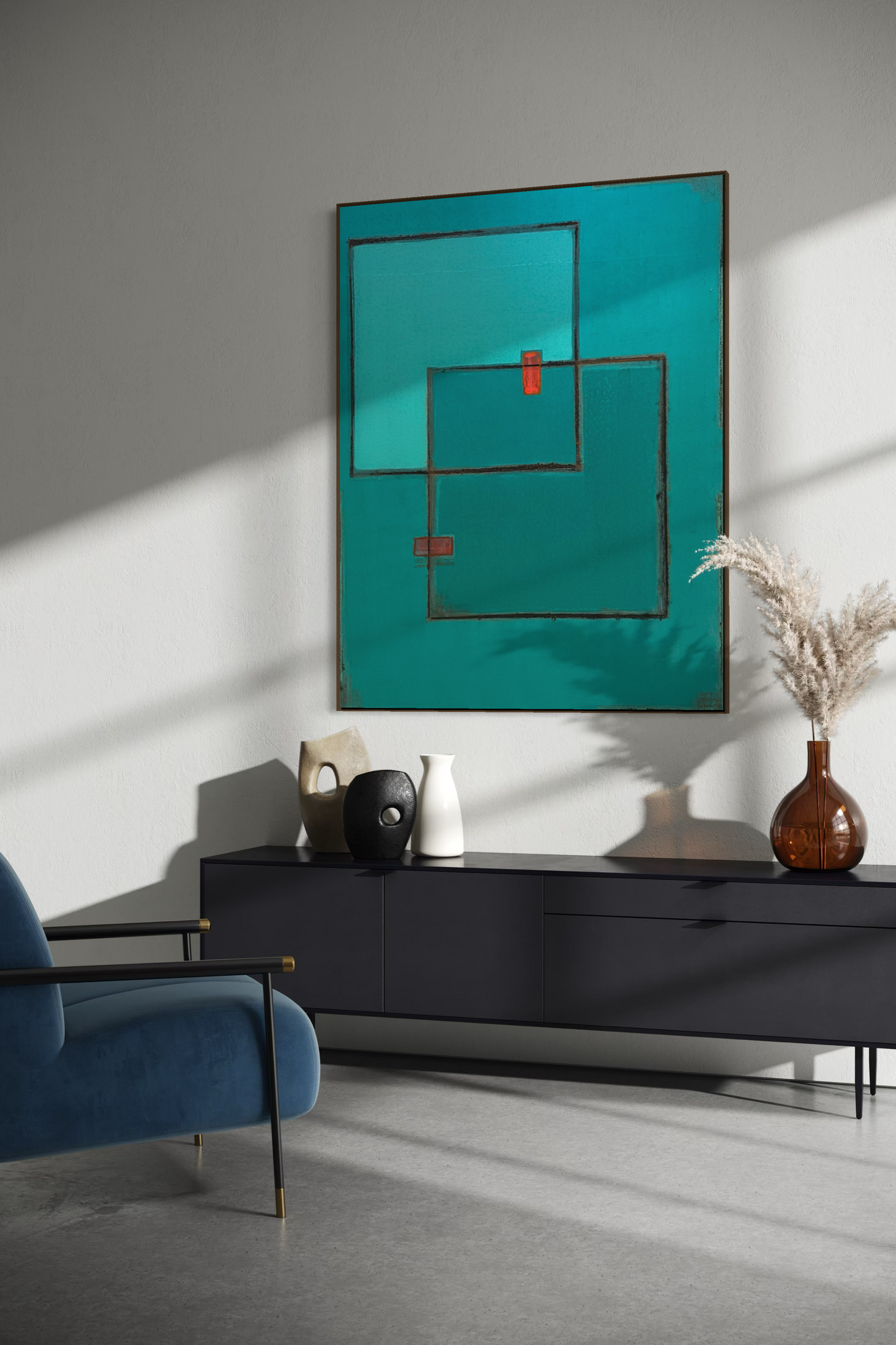Obra de Arte Abstrata - Teal Shapes